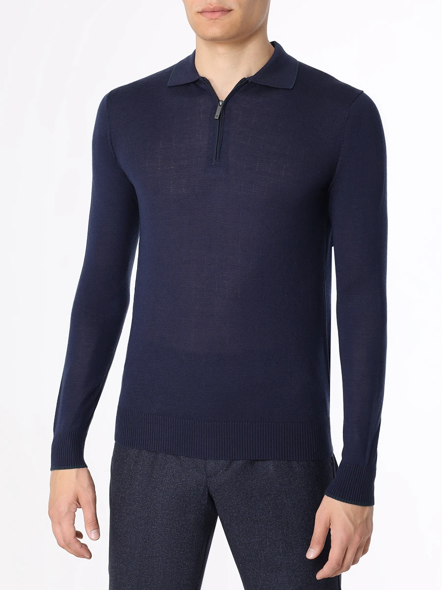 Поло из тенселя и шерсти CUDGI CFK 24-60 Синий  Фото 4