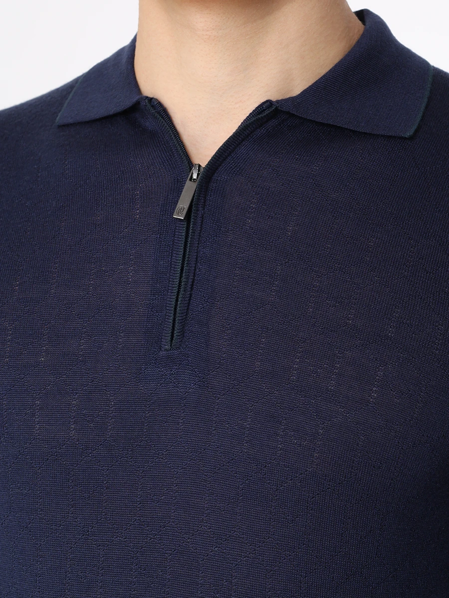 Поло из тенселя и шерсти CUDGI CFK 24-60 Синий  Фото 5