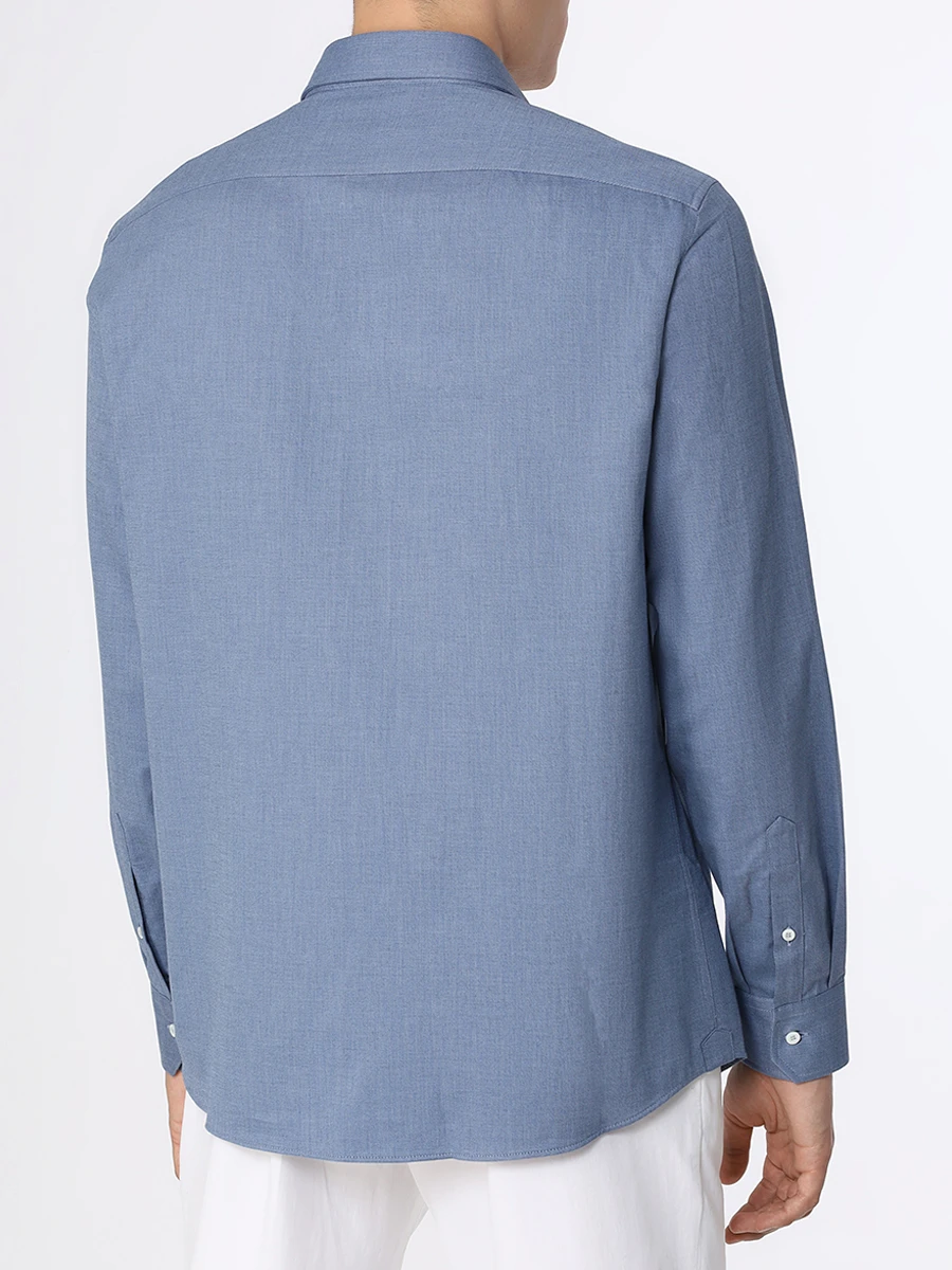 Рубашка Easy Fit хлопковая BRUNELLO CUCINELLI MA7520626 C017, размер 48, цвет деним - фото 4