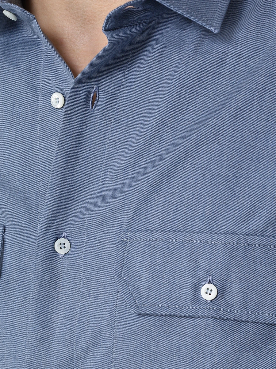 Рубашка Easy Fit хлопковая BRUNELLO CUCINELLI MA7520626 C017, размер 48, цвет деним - фото 6