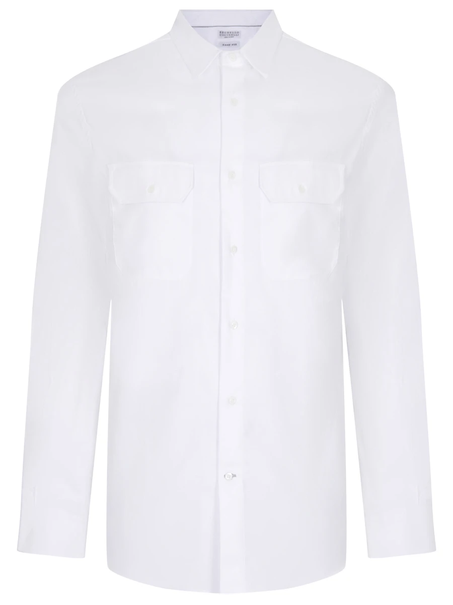 Рубашка Easy Fit хлопковая BRUNELLO CUCINELLI MW6040626 C001, размер 50, цвет белый - фото 1