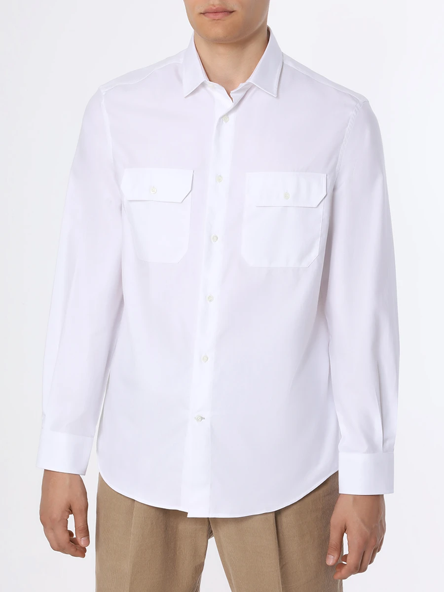 Рубашка Easy Fit хлопковая BRUNELLO CUCINELLI MW6040626 C001, размер 50, цвет белый - фото 4