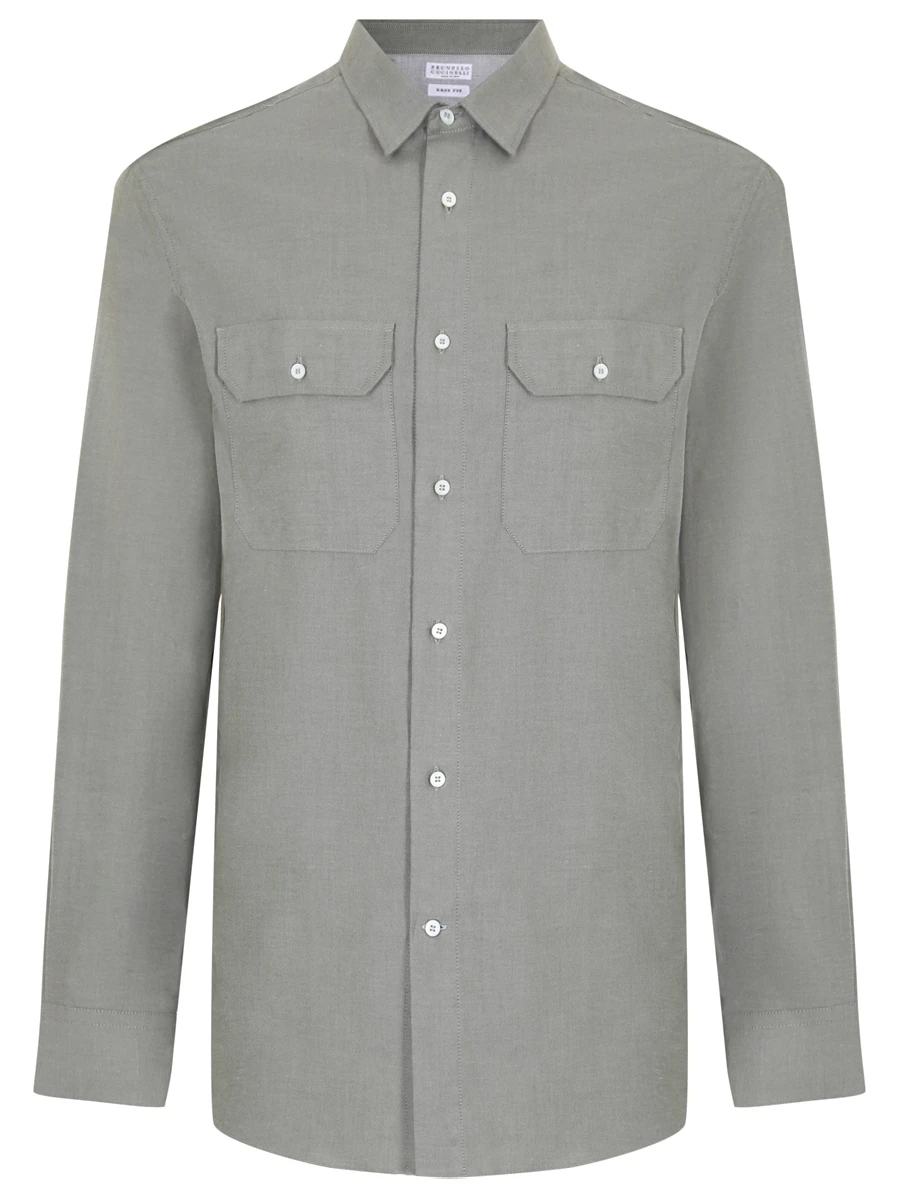 Рубашка Easy Fit хлопковая BRUNELLO CUCINELLI MA7520626 C056, размер 50, цвет зеленый - фото 1