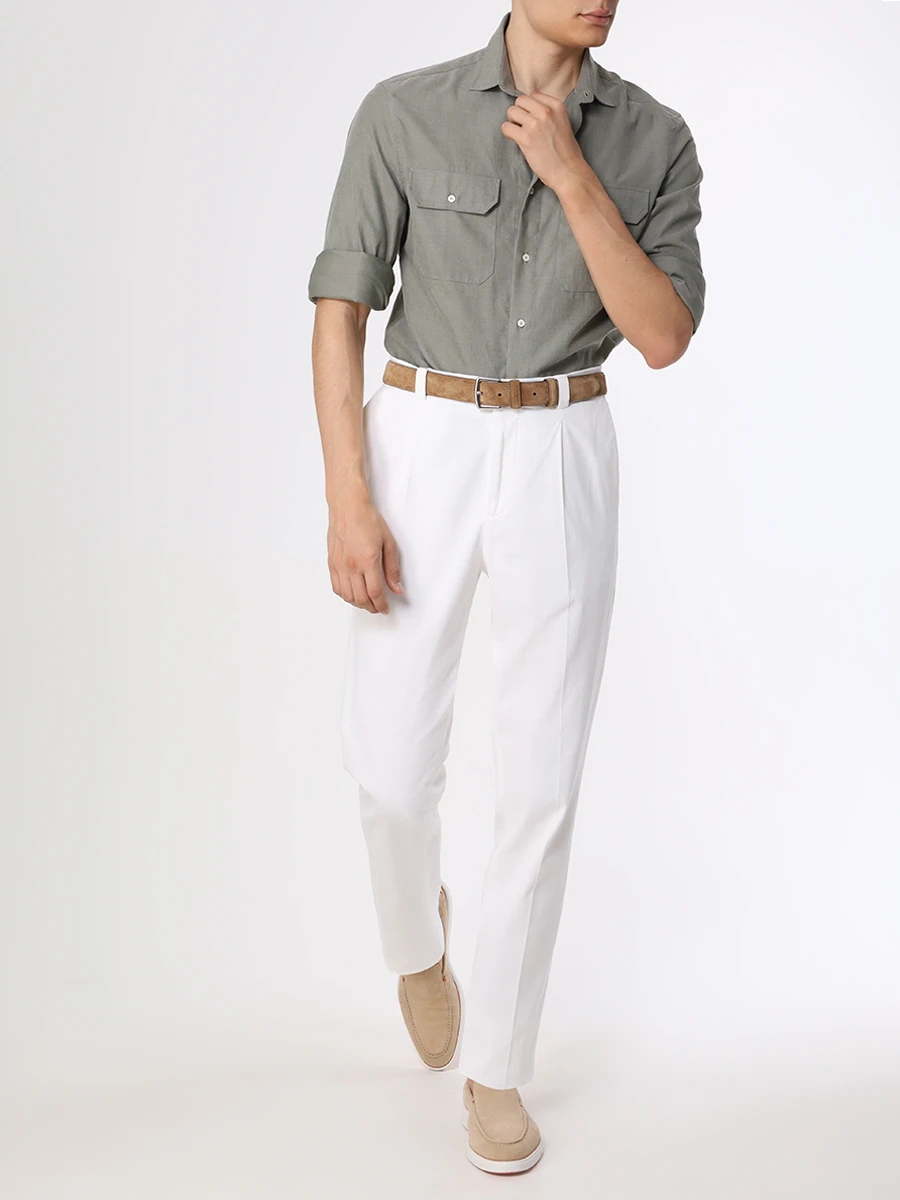 Рубашка Easy Fit хлопковая BRUNELLO CUCINELLI MA7520626 C056, размер 50, цвет зеленый - фото 2