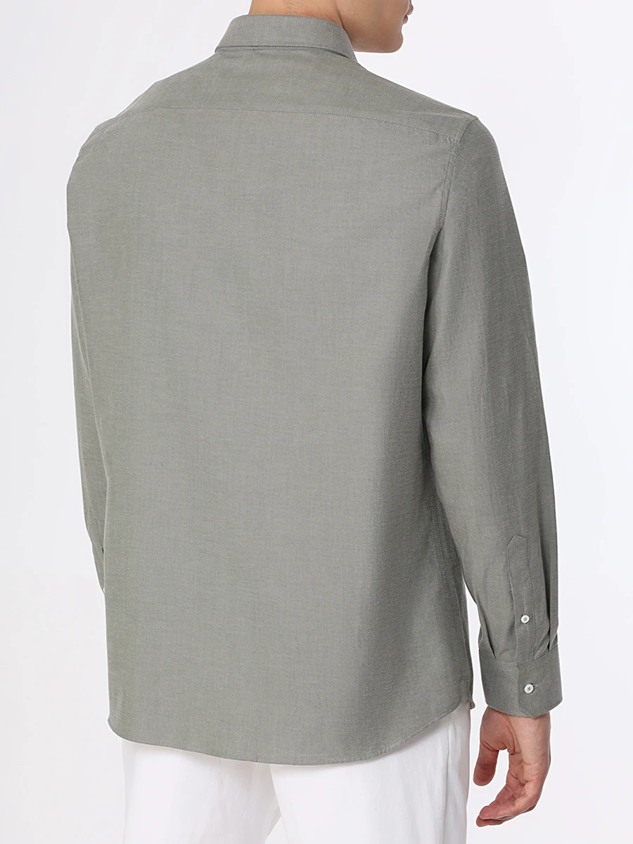 Рубашка Easy Fit хлопковая BRUNELLO CUCINELLI MA7520626 C056, размер 50, цвет зеленый - фото 3