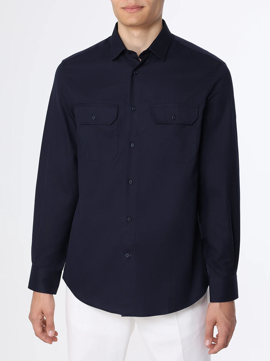 Рубашка Easy Fit хлопковая BRUNELLO CUCINELLI MW6040626 C063 Темно-, размер 54, цвет синий - фото 4