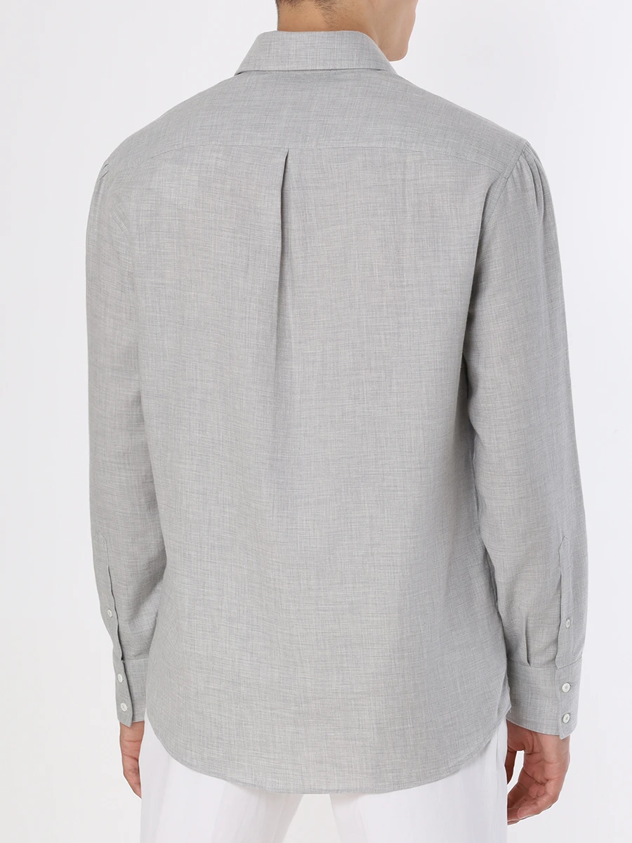 Рубашка Basic Fit хлопковая BRUNELLO CUCINELLI MY6120028 C043 Серый  Фото 3