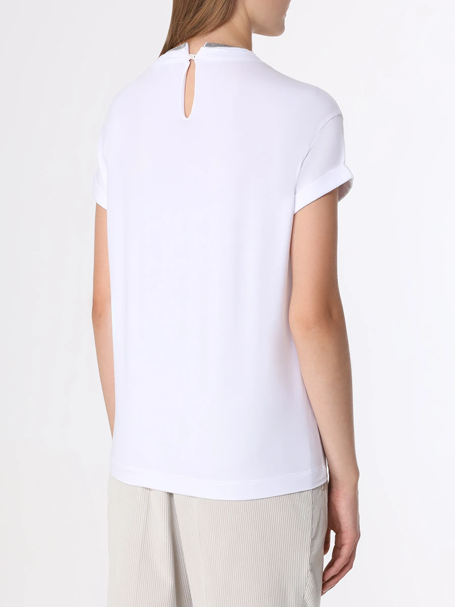 Футболка хлопковая BRUNELLO CUCINELLI M0T18BD200 C159 Белый  Фото 3
