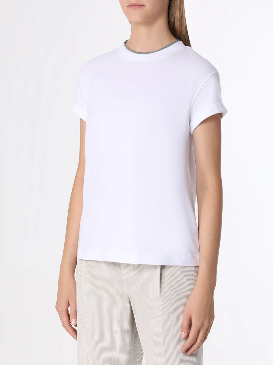 Футболка хлопковая BRUNELLO CUCINELLI M0T18BD200 C159 Белый  Фото 4