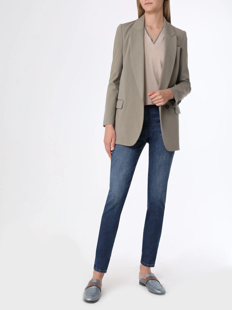 Джинсы Extra Skinny Fit хлопковые BRUNELLO CUCINELLI MB065P5679 C8339 Синий  Фото 2