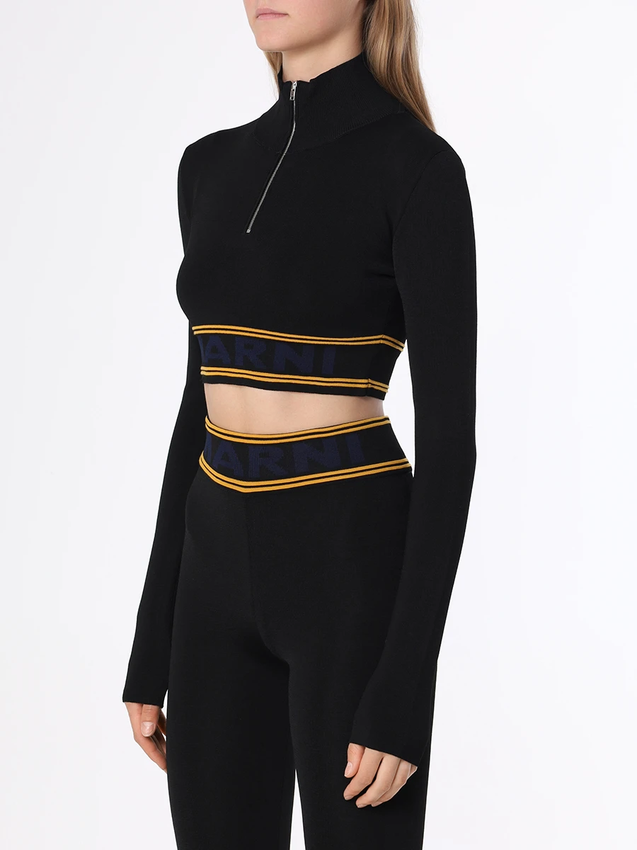 Топ из вискозы MARNI DVMD0157Q0 UFV218 00N99 Черный  Фото 4