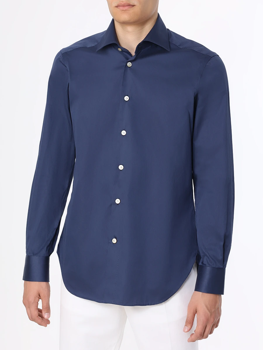 Рубашка Slim Fit хлопковая KITON UC H0869204 Темно-, размер 48, цвет синий - фото 4