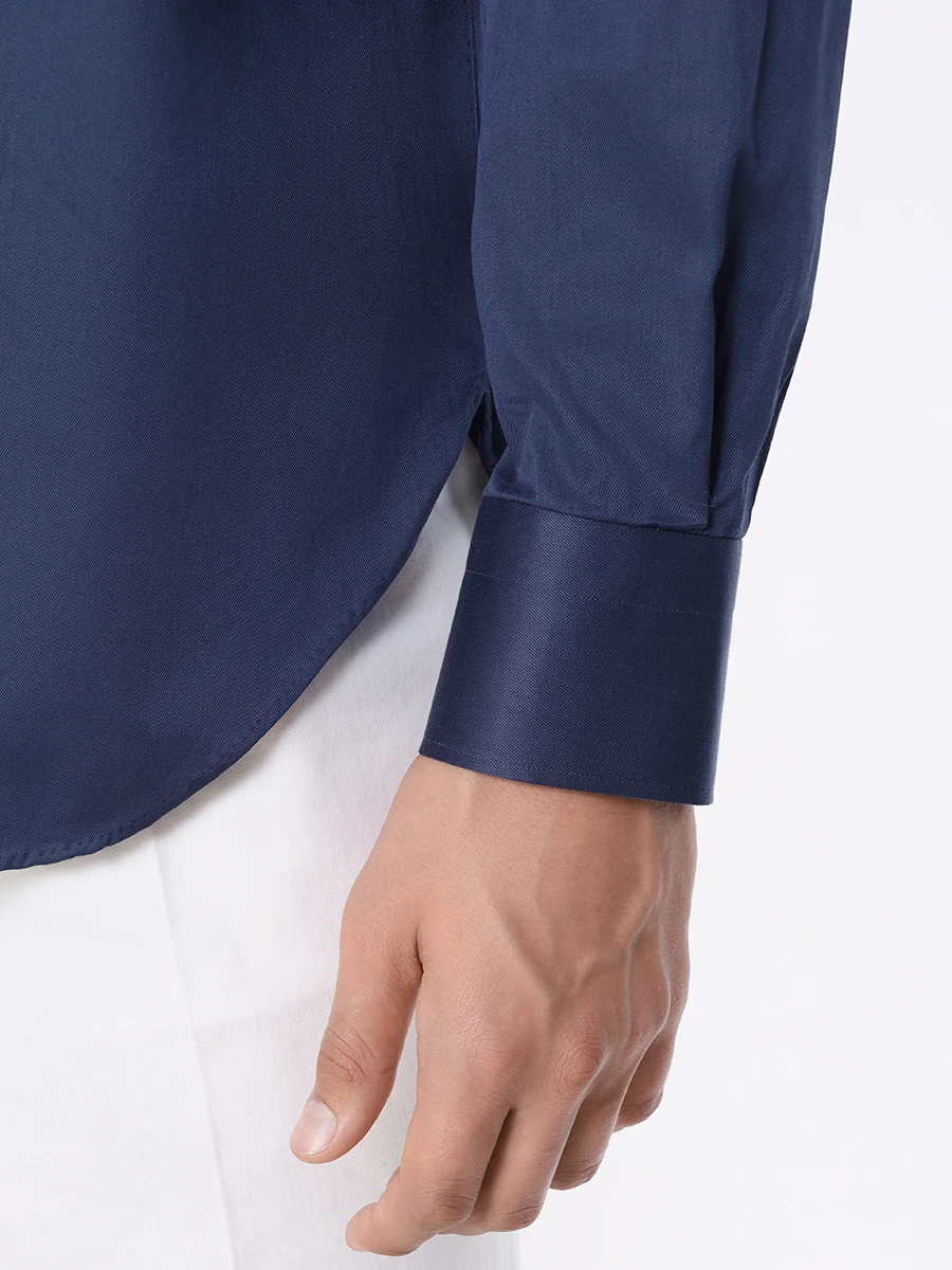 Рубашка Slim Fit хлопковая KITON UC H0869204 Темно-, размер 48, цвет синий - фото 5