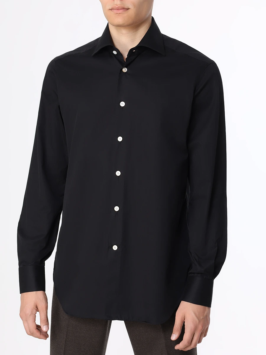 Рубашка Slim Fit хлопковая KITON UC H0869205, размер 52, цвет черный - фото 4