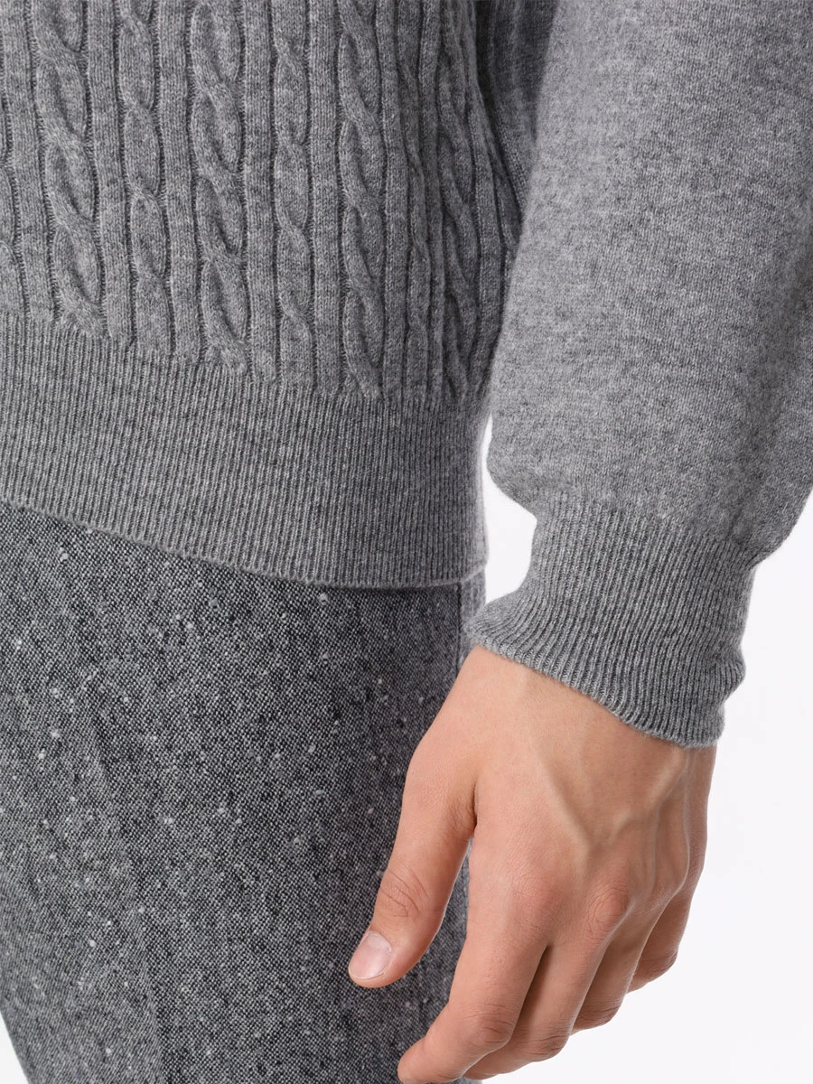Джемпер кашемировый BERTOLO LUXURY MENSWEAR 200094/002062/0567 Плетенка, Серый  Фото 5