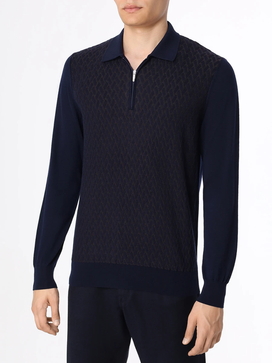 Поло шерстяное BERTOLO LUXURY MENSWEAR 902275/2299/1146 Темно-Синий, Синий  Фото 4