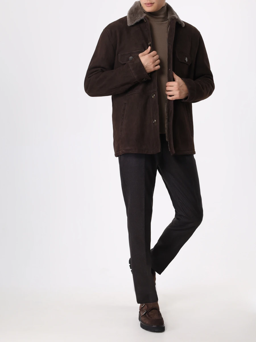 Куртка замшевая на меху BARBA 38900/4/CAMICIA SHE Темно- Коричневый  Фото 2