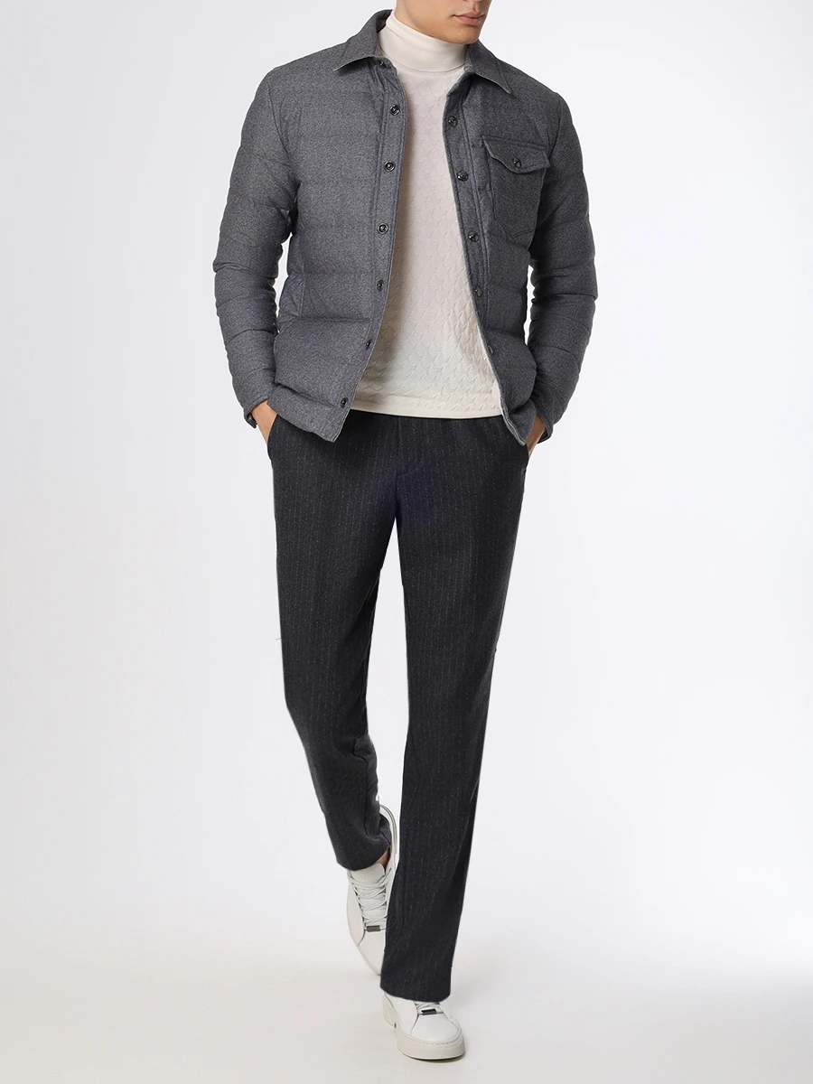 

Брюки шерстяные, Полоска, AN1435 dk GREY/SPIAGGIA Серый,