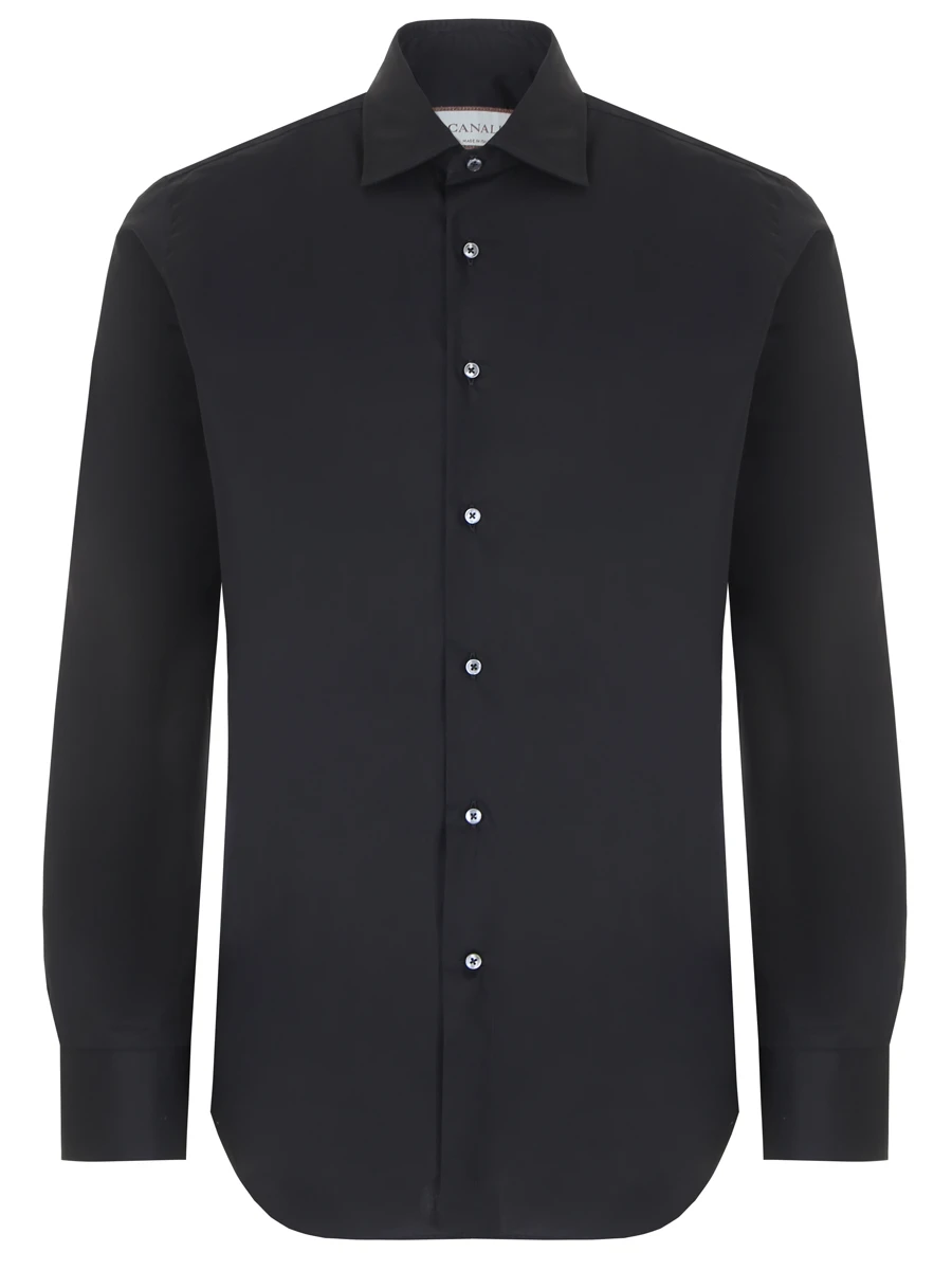 Рубашка Slim Fit хлопковая CANALI GD02832/101/X18, размер 52, цвет черный GD02832/101/X18 - фото 1