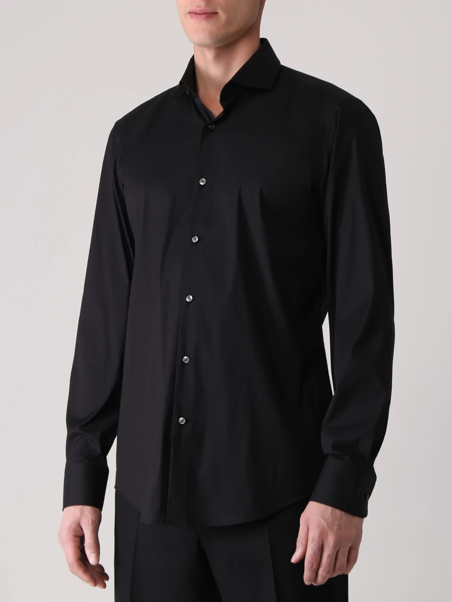 Рубашка Slim Fit хлопковая BOSS 50479915/001, размер 48, цвет черный 50479915/001 - фото 4