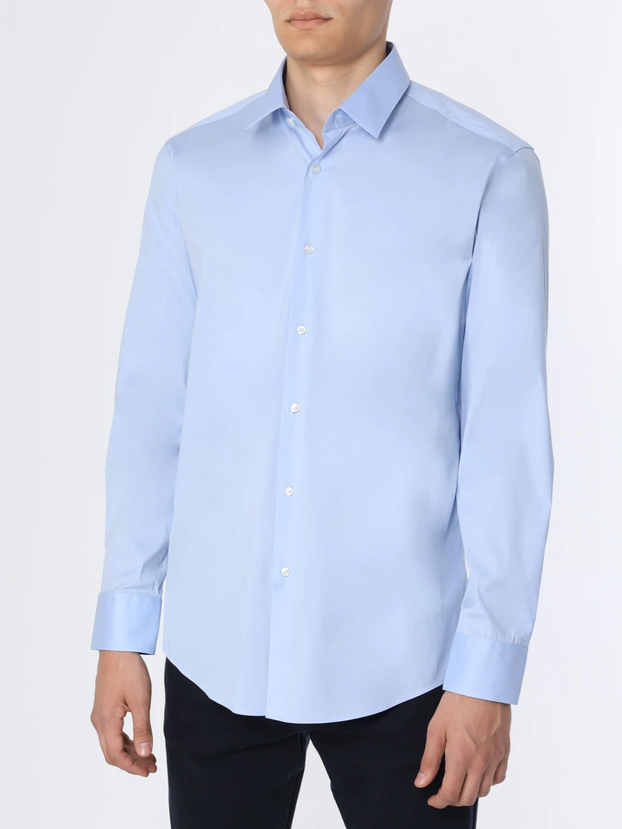 Рубашка Slim Fit хлопковая BOSS 50496684/450, размер 56, цвет голубой 50496684/450 - фото 4