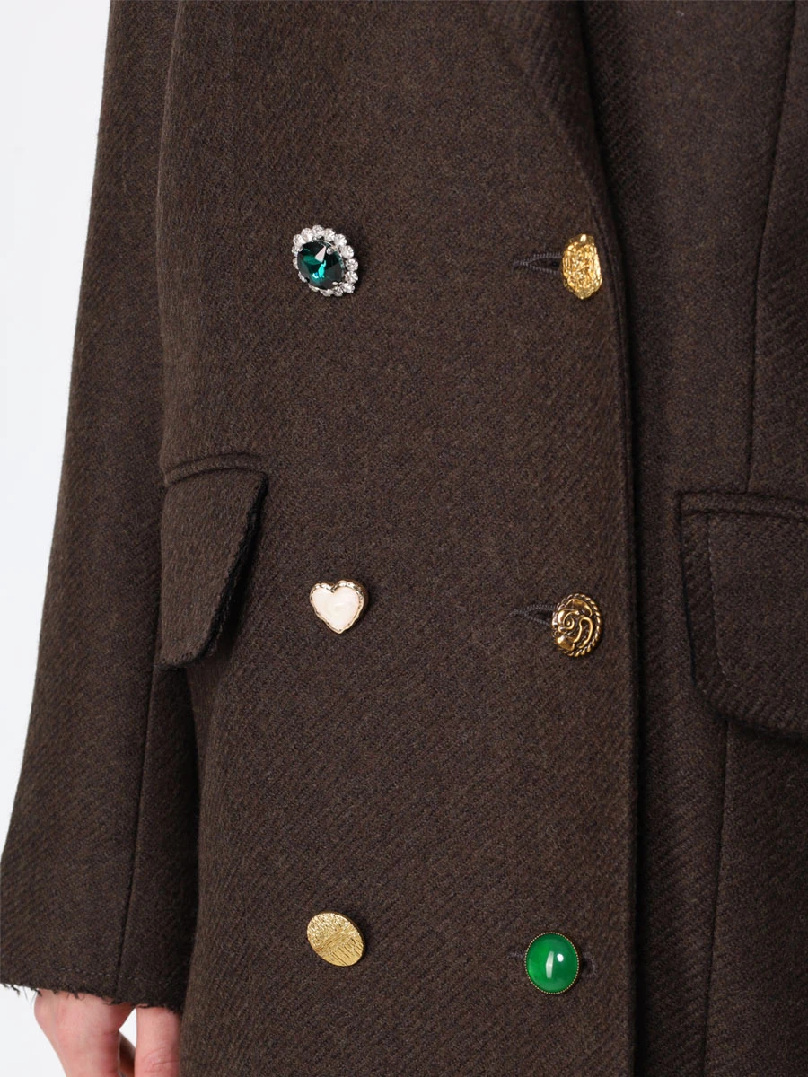 

Пальто шерстяное, Коричневый, LA_081FW24