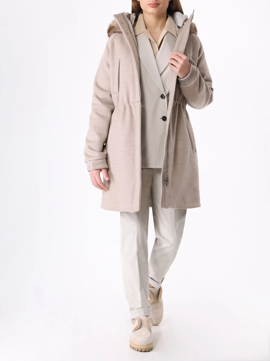 Парка шерстяная с мехом RINDI MOD.R23/278 Бежевый  Фото 2