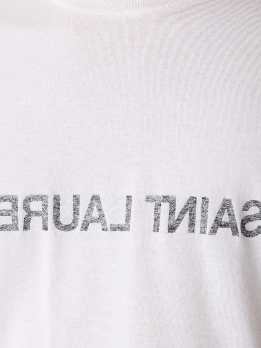 Футболка хлопковая SAINT LAURENT 663278Y37AW 9744 Кремовый  Фото 5