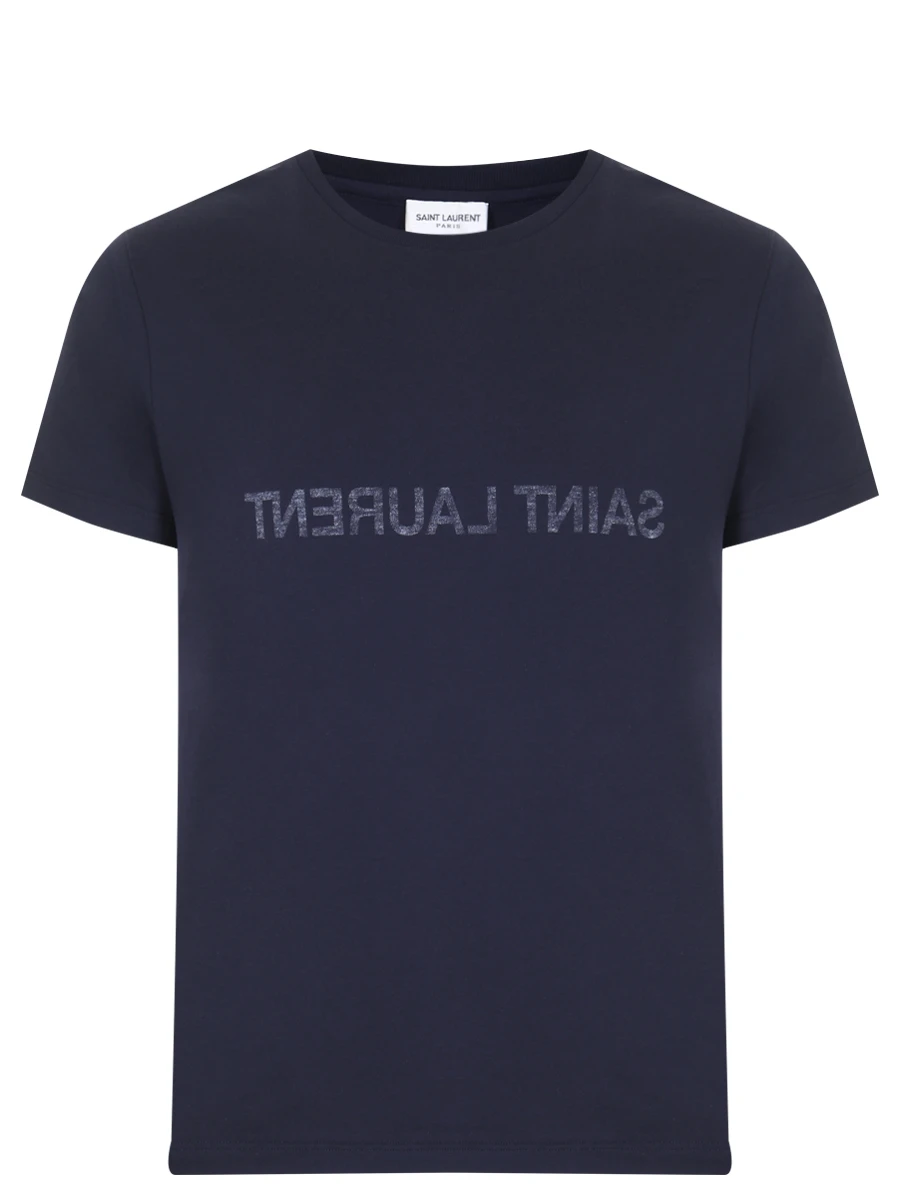 Футболка хлопковая SAINT LAURENT 663278 Y37AW 4145 Синий 