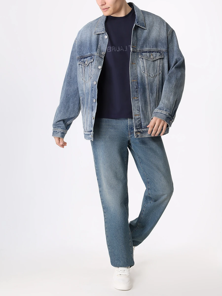 Футболка хлопковая SAINT LAURENT 663278 Y37AW 4145 Синий  Фото 2