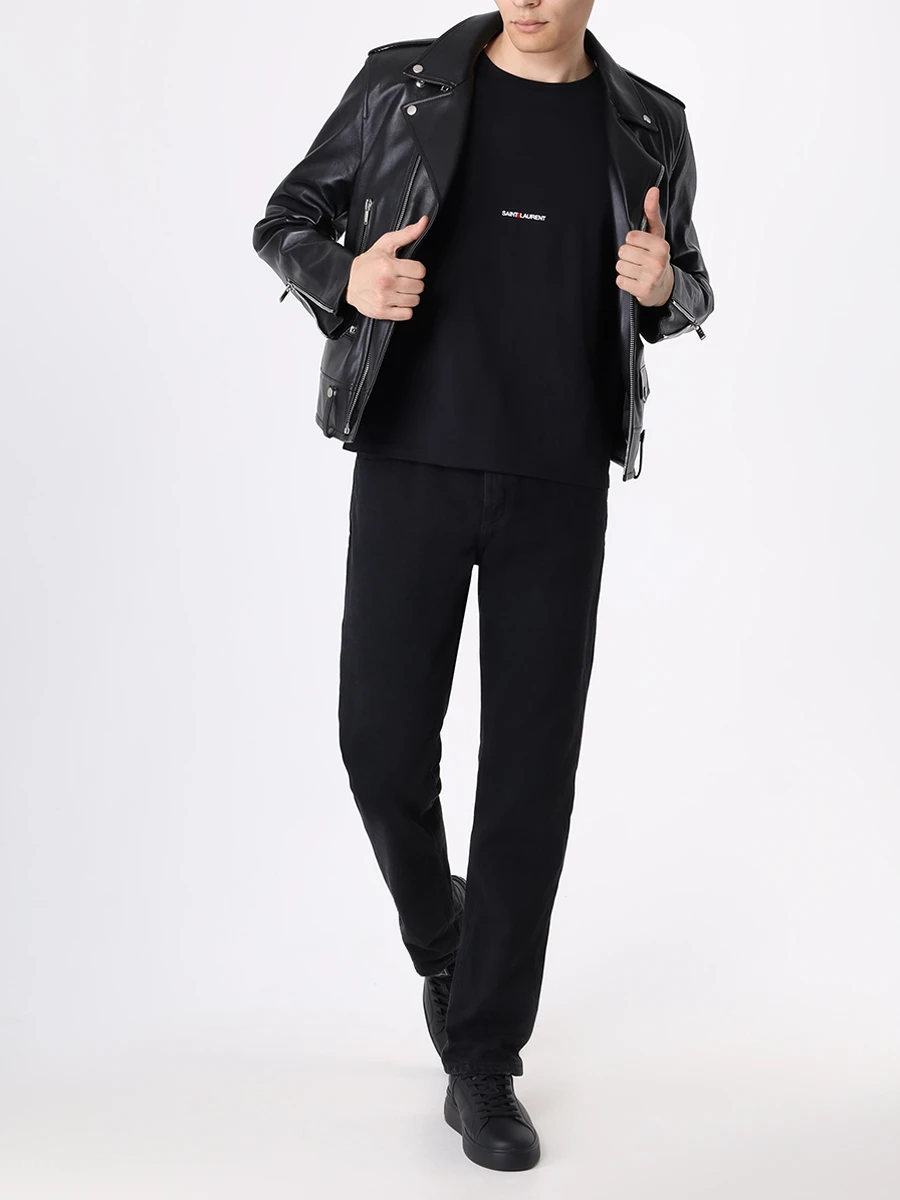 Футболка хлопковая SAINT LAURENT 464572YB2DQ 1000 Черный  Фото 2