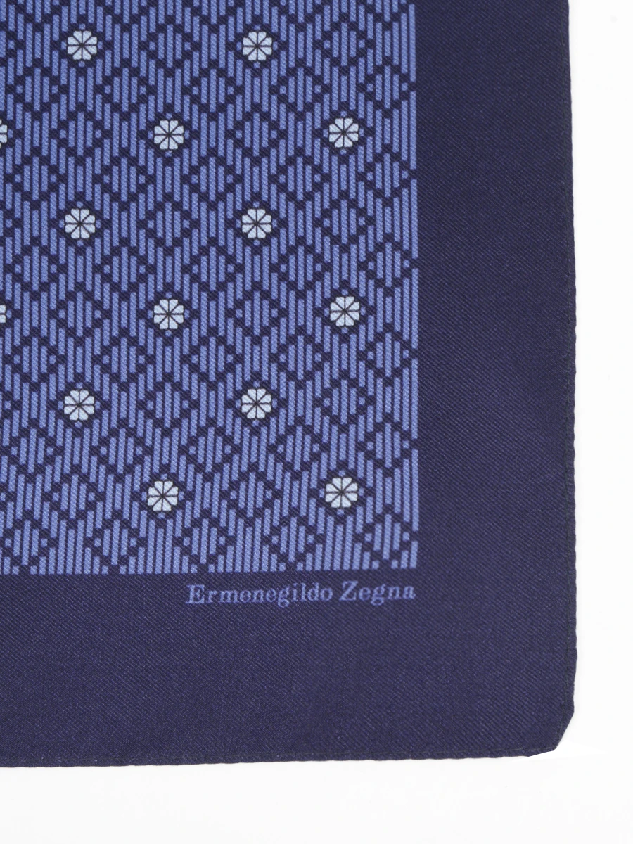 Платок шелковый ERMENEGILDO ZEGNA zcx30-31 Синий, Цветок, размер Один размер - фото 2