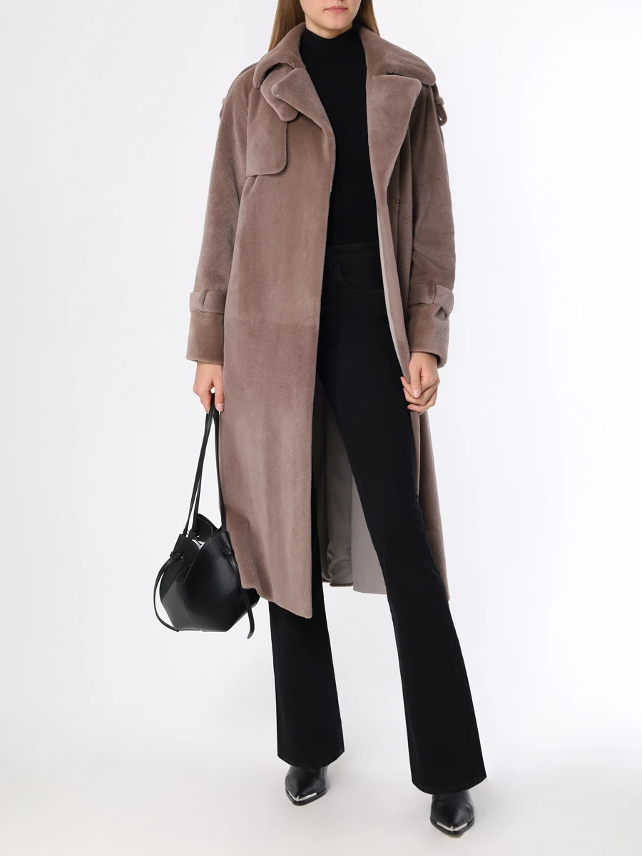 Тренч норковый EMIL SHABAEV Тренчкот из норки Какао Коричневый  Фото 2