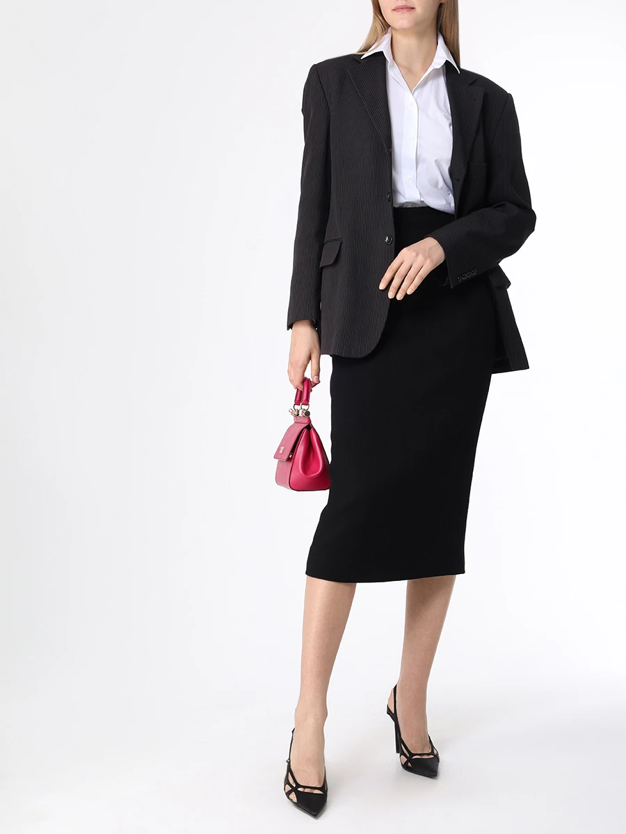 Юбка-карандаш шерстяная DOLCE & GABBANA F4BZBTFU23Q H0000 Черный  Фото 2