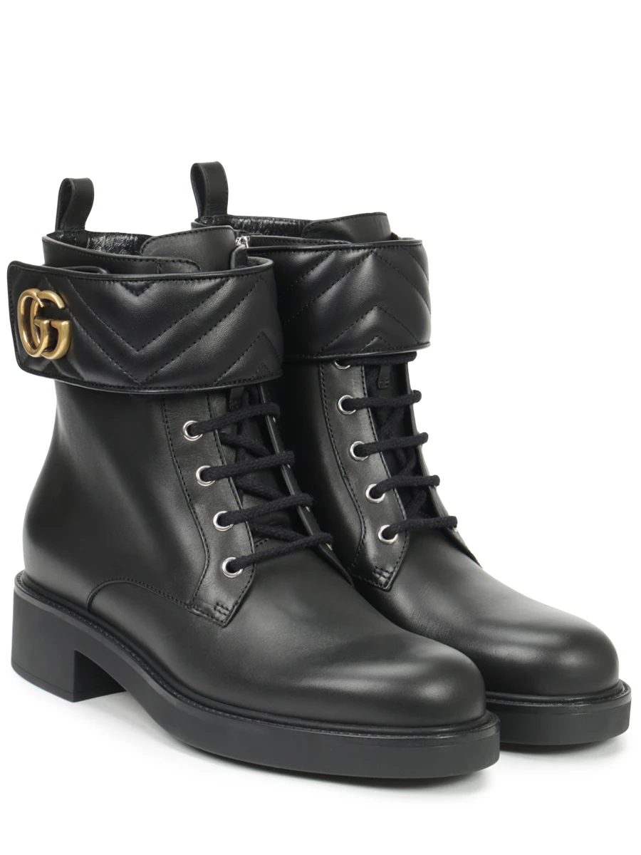 Ботинки кожаные GUCCI 67039717K20 1000 Черный  Фото 2