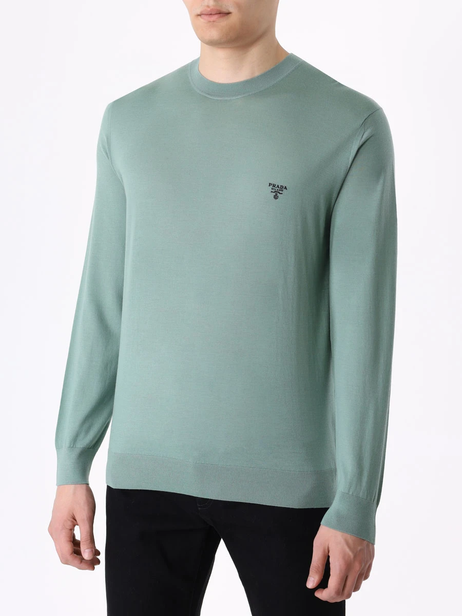 Джемпер хлопковый PRADA UMB264S2121ZLE F0092 Зеленый  Фото 4