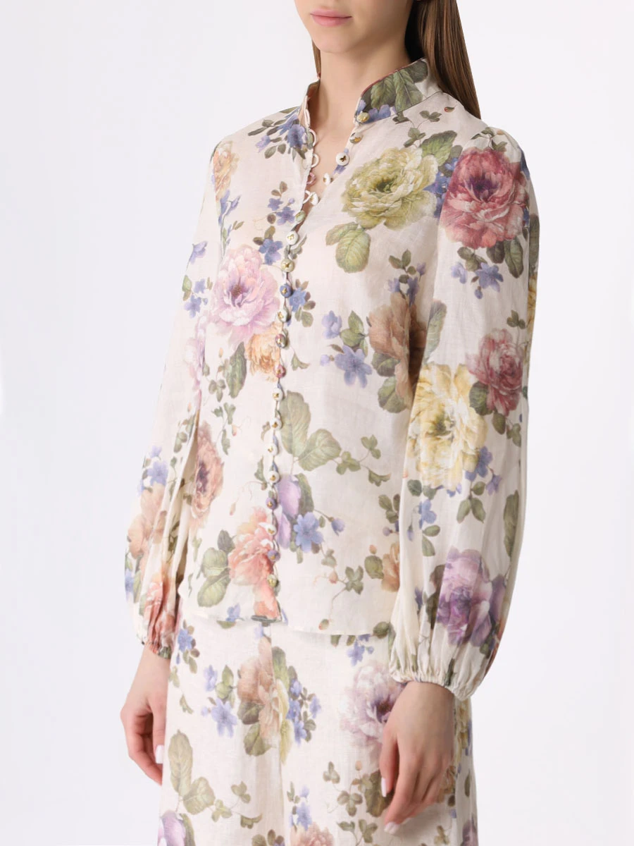 Блуза из рами ZIMMERMANN 1095TF231 MFCR, размер 42, цвет цветочный принт - фото 4