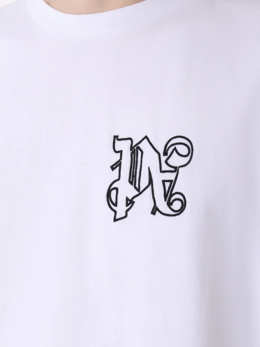 Футболка хлопковая PALM ANGELS PMAA089E23JER001 0110 Белый  Фото 5