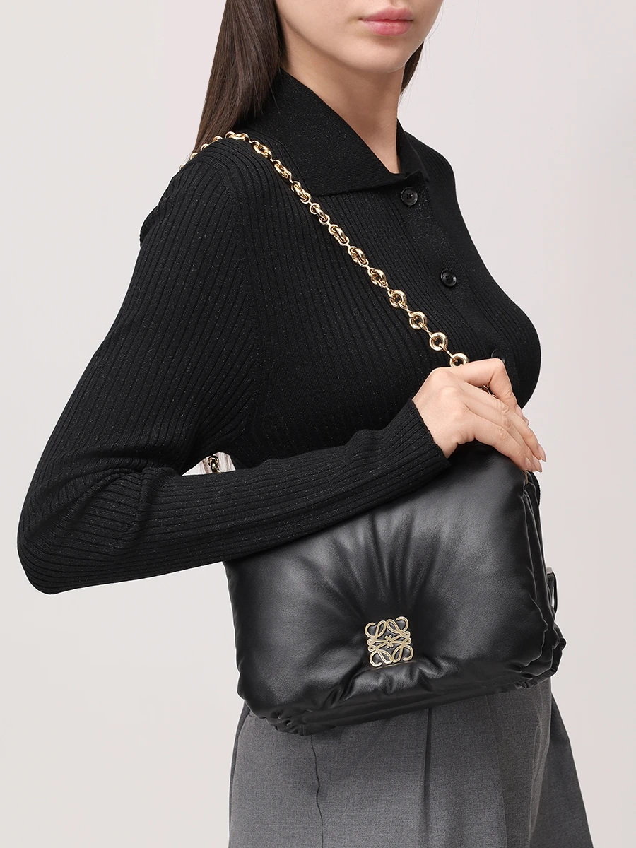 Сумка кожаная LOEWE AP40P41X01 Черный  Фото 2