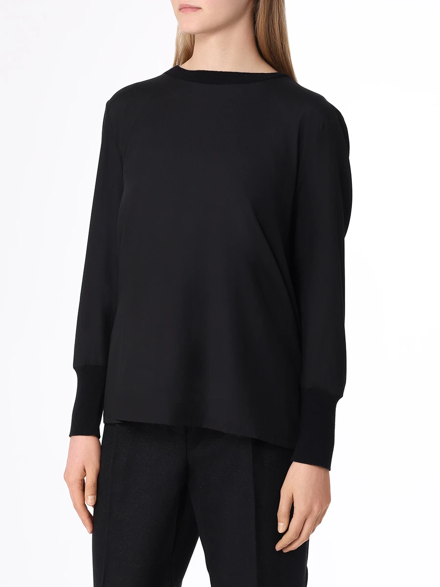 Блуза комбинированная LE TRICOT PERUGIA 66464 999, размер 44, цвет черный - фото 4