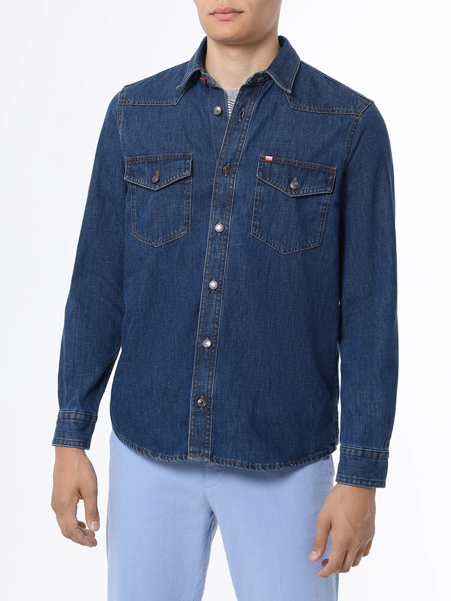 Рубашка джинсовая HUGO 50495874/454, размер 48, цвет синий 50495874/454 - фото 4