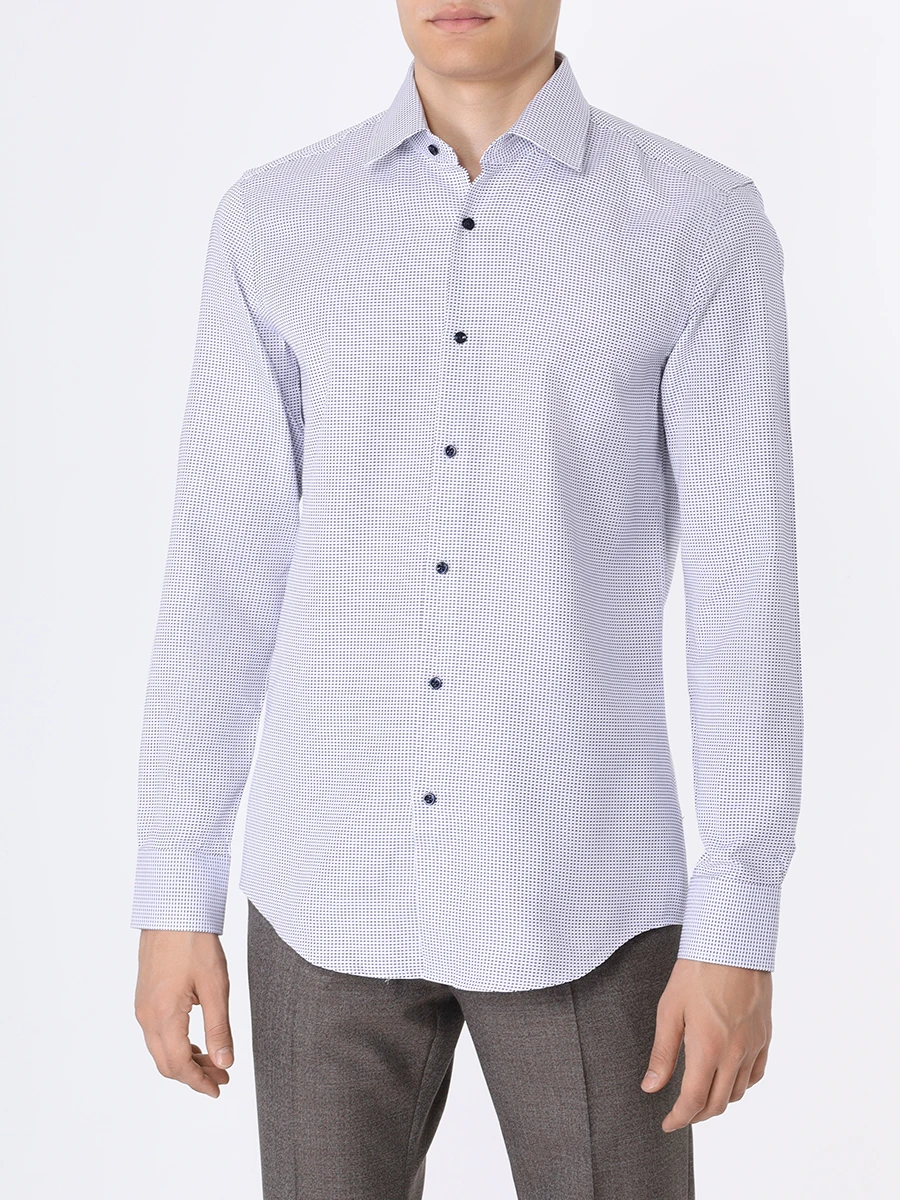 Рубашка Slim Fit хлопковая BOSS 50490308/410, размер 50, цвет синий 50490308/410 - фото 4