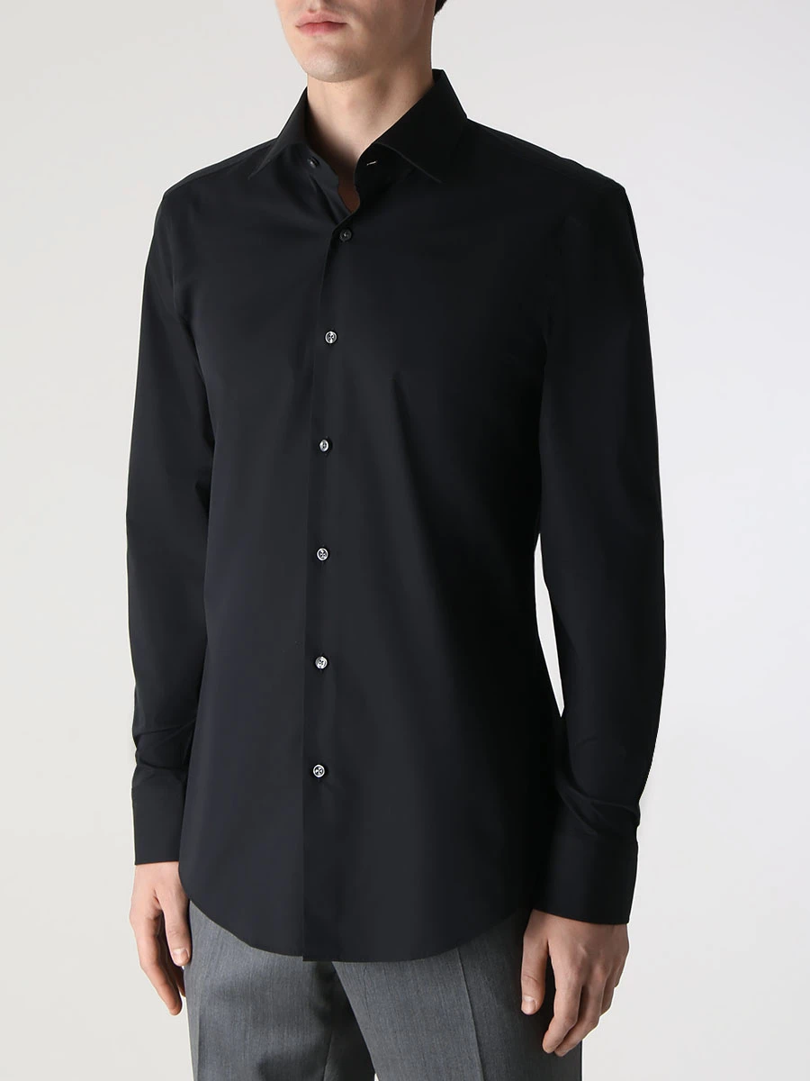 Рубашка Slim Fit хлопковая BOSS 50469345/001, размер 48, цвет черный 50469345/001 - фото 4