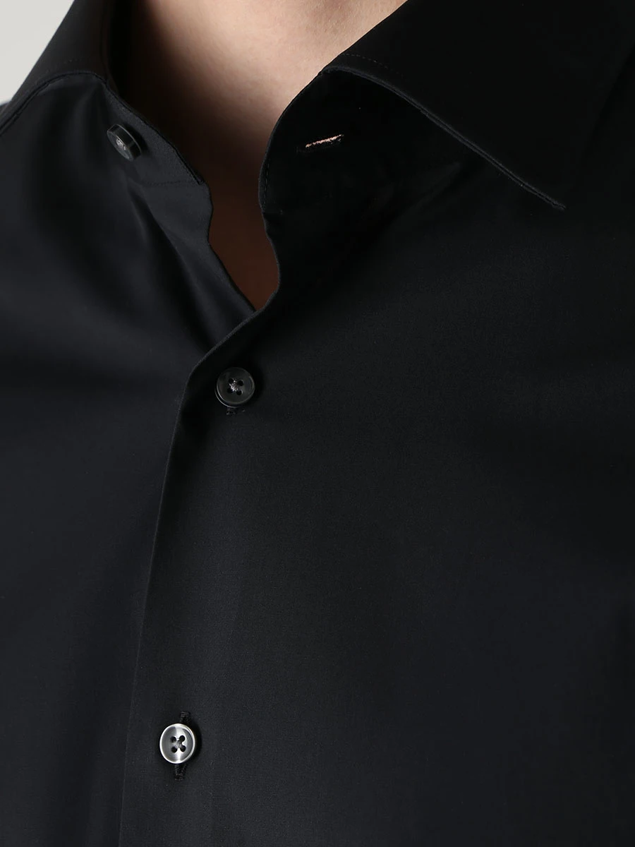 Рубашка Slim Fit хлопковая BOSS 50469345/001, размер 48, цвет черный 50469345/001 - фото 5