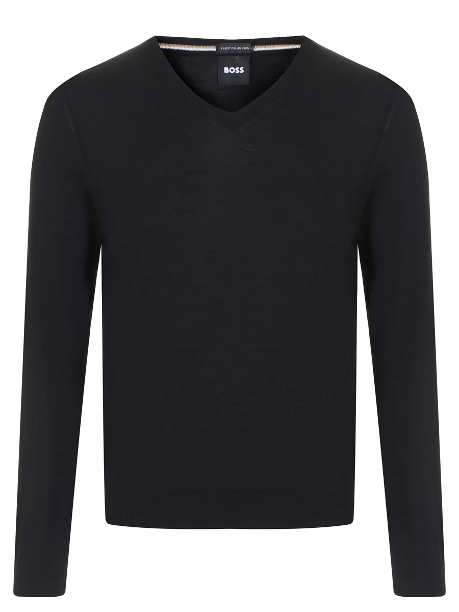Пуловер шерстяной BOSS 50468261/001, размер 48, цвет черный 50468261/001 - фото 1