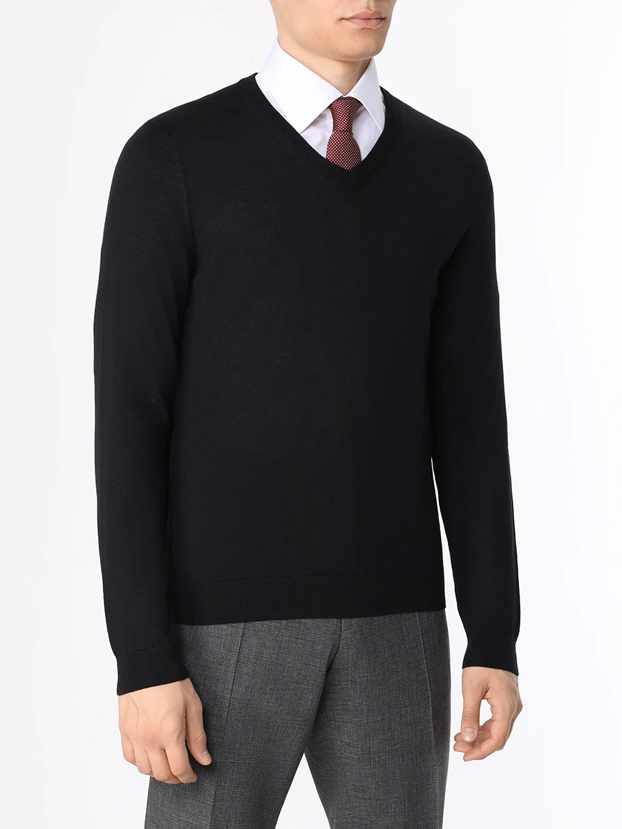 Пуловер шерстяной BOSS 50468261/001, размер 48, цвет черный 50468261/001 - фото 4