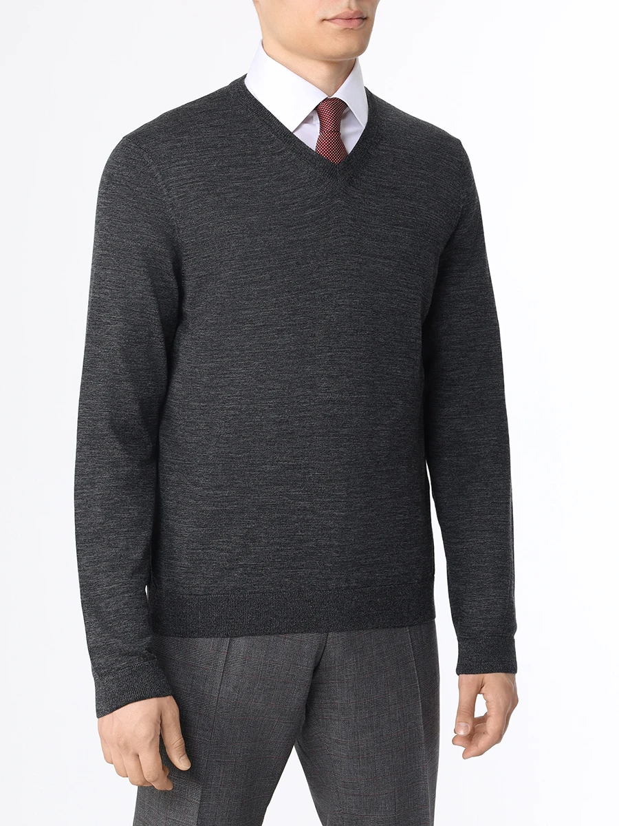 Пуловер шерстяной BOSS 50468261/002, размер 48, цвет серый 50468261/002 - фото 4