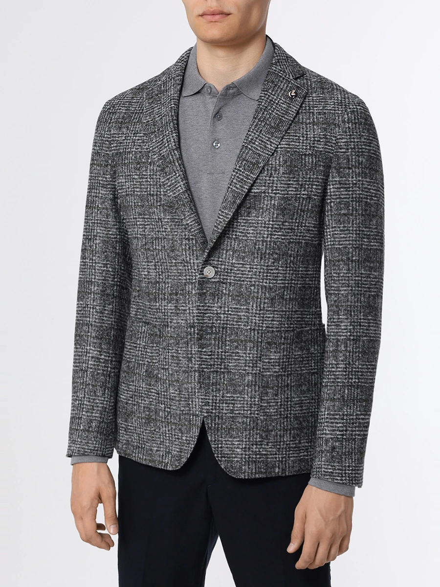 Пиджак в клетку BOSS 50502545/030 Серый  Фото 4