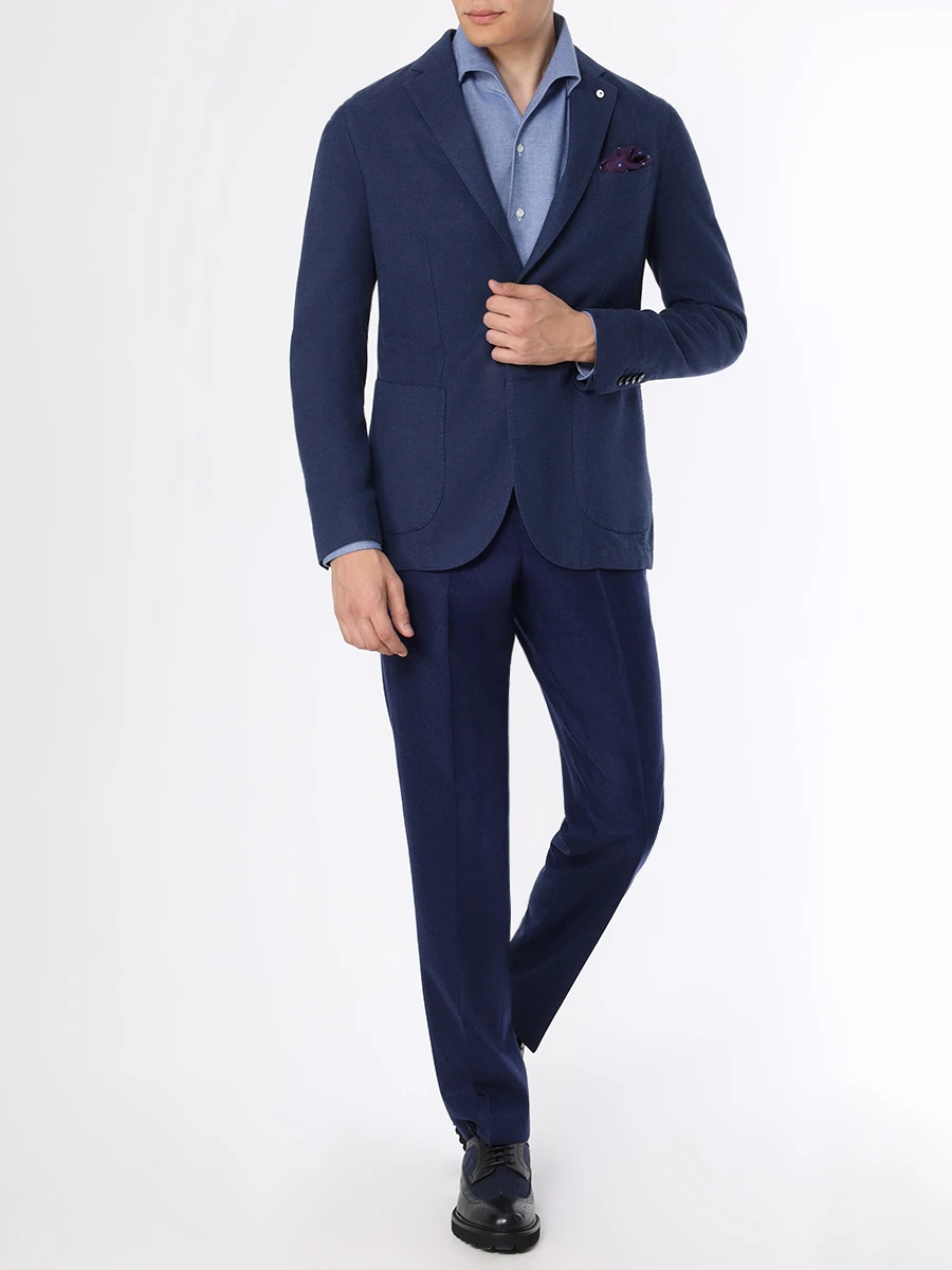Рубашка Slim Fit хлопковая ALESSANDRO GHERARDI DOUBLE-BDN 7128 621 Фактура, Голубой  Фото 2