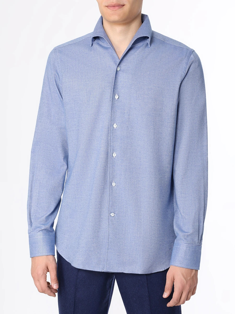 Рубашка Slim Fit хлопковая ALESSANDRO GHERARDI DOUBLE-BDN 7128 621 Фактура, Голубой  Фото 4